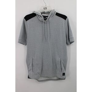 Under Armour Gym Hoodie Mens M MEDIUM Short Sleeve Gray Threadborne Terry Fleece